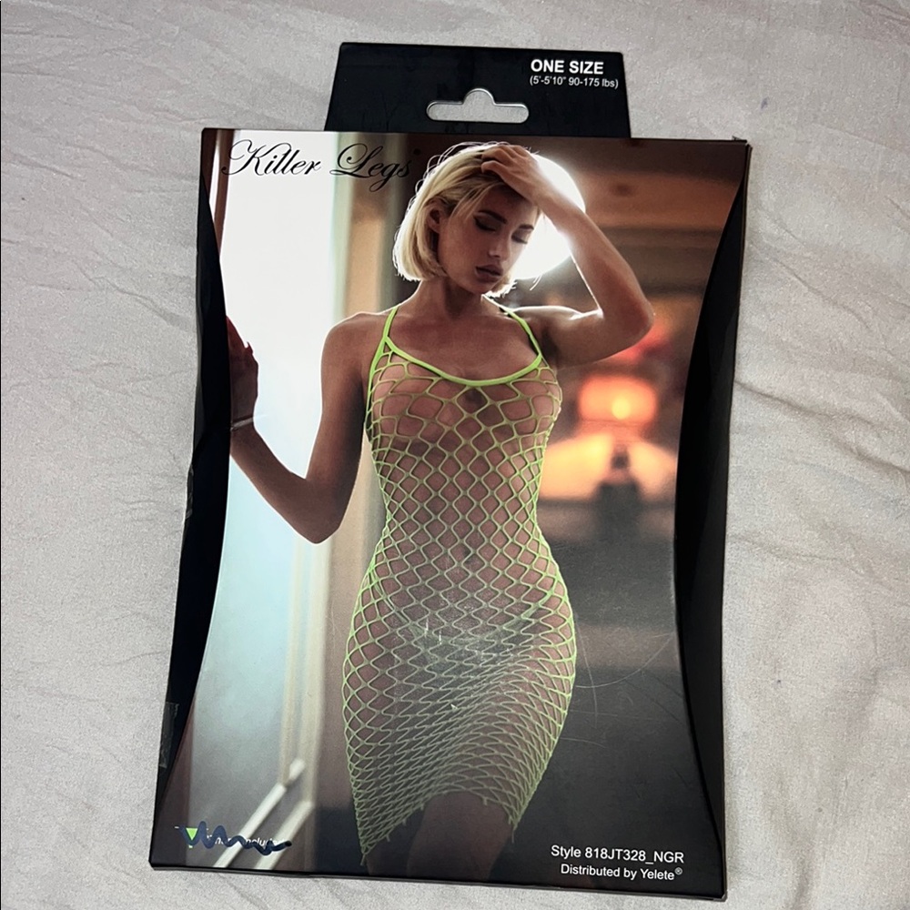 Neon Green Fishnet‎ Dress
